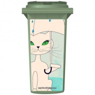 Cat In The Rain Wheelie Bin Sticker Panel